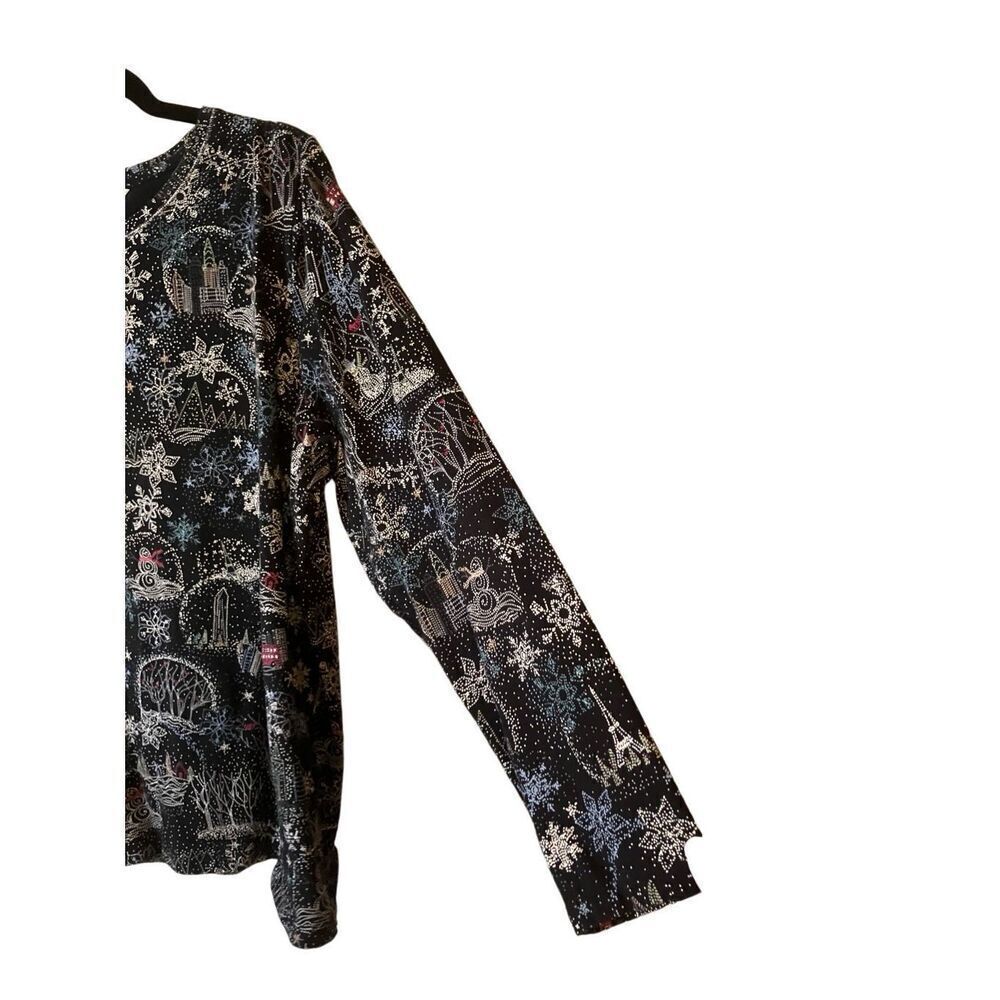 CJ Banks Christmas Print LS Tee 1X - Picture 2 of 8
